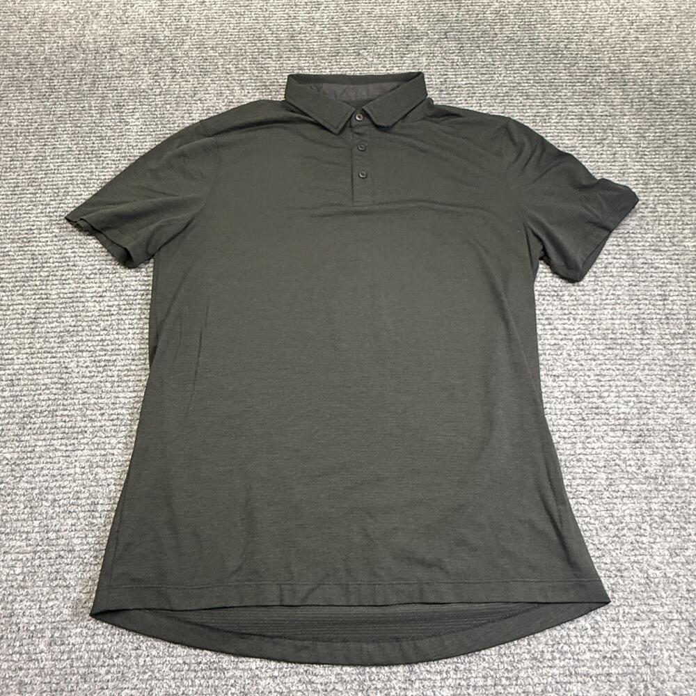 Lululemon Polo Shirt Mens Large Black Solid Performance Golf Athletic Stretch